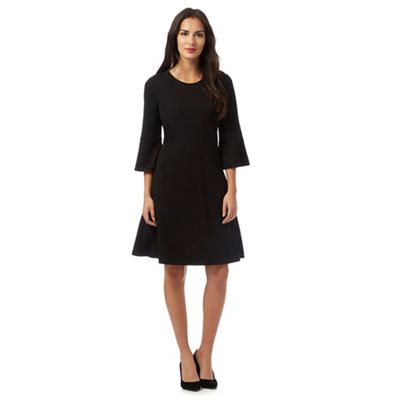 The Collection Black textured fluted sleeve dress